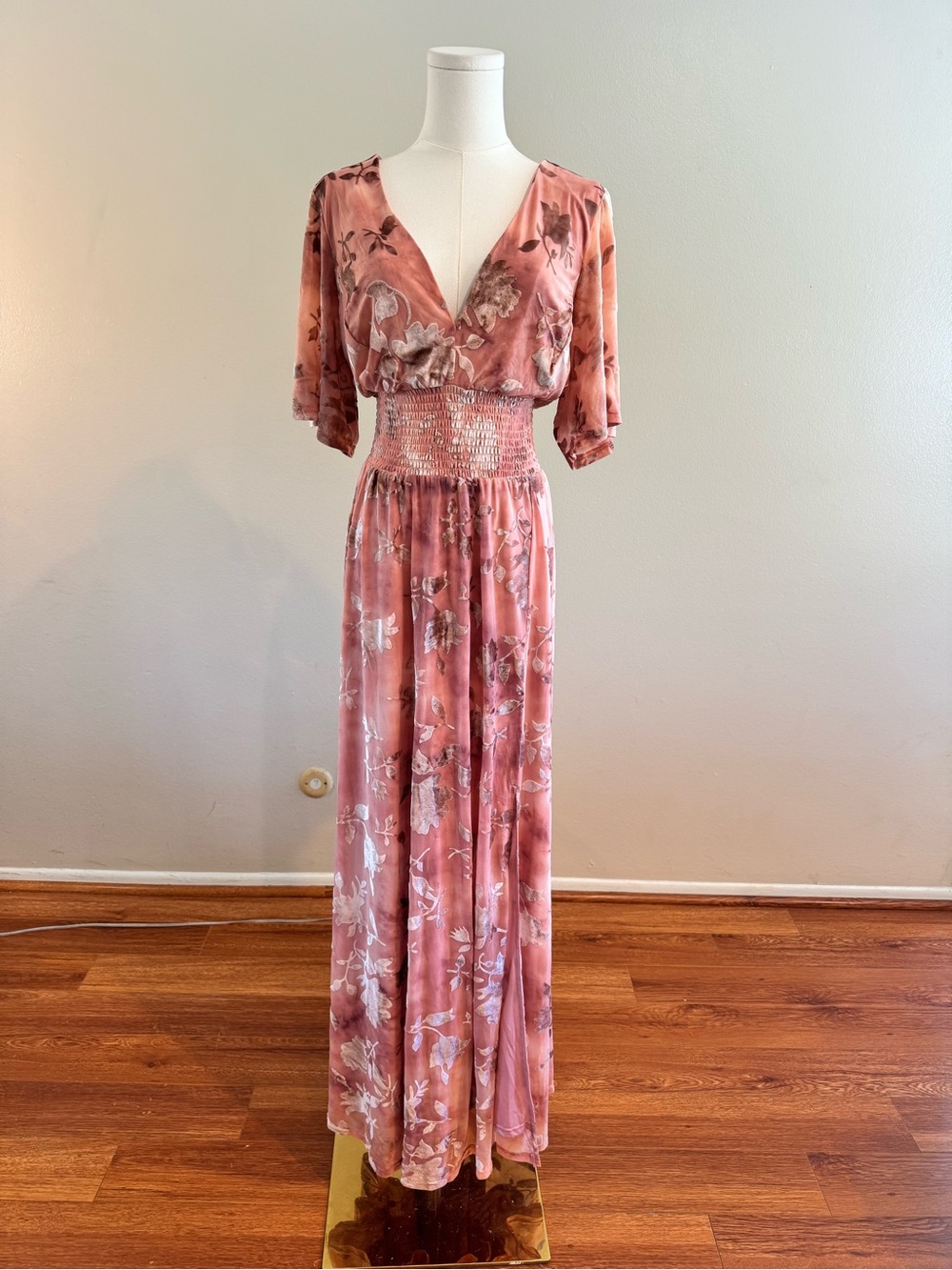 NWT Baltic Born Veronica Velvet Maxi Dress in Blush